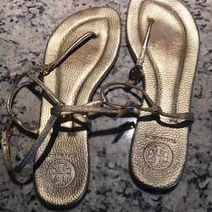 Tory Burch gold sandals 9 1/2